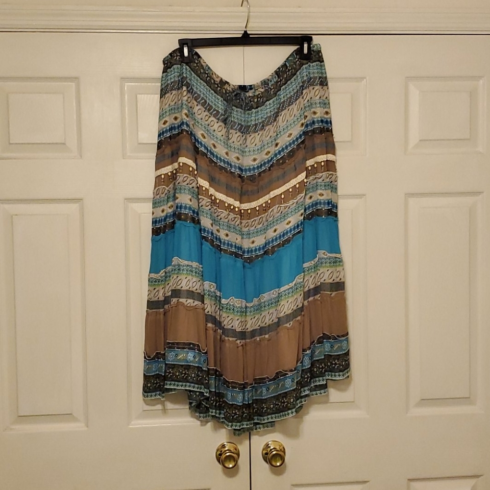 AVENUE BOHEMIAN STYLEMAXI SKIRT WITH JEWEL ACCENTS